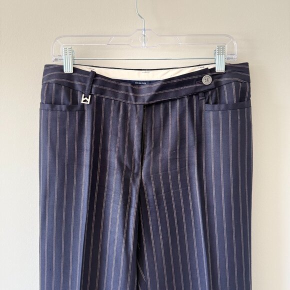 Navy Blue Pinstripe Wide Leg Pant by Michael Kors, Marked Size 8 - Picture 4 of 6